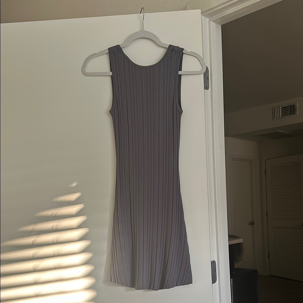 Open Back Silver Ribbed Dress